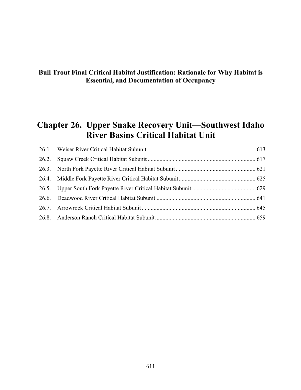 Chapter 26. Upper Snake Recovery Unit—Southwest Idaho River Basins Critical Habitat Unit