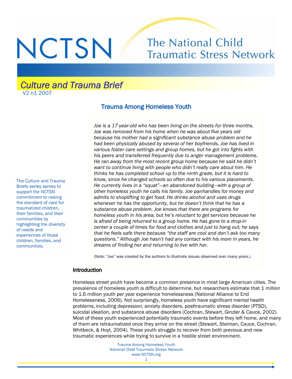 Culture and Trauma Brief V2 N1 2007