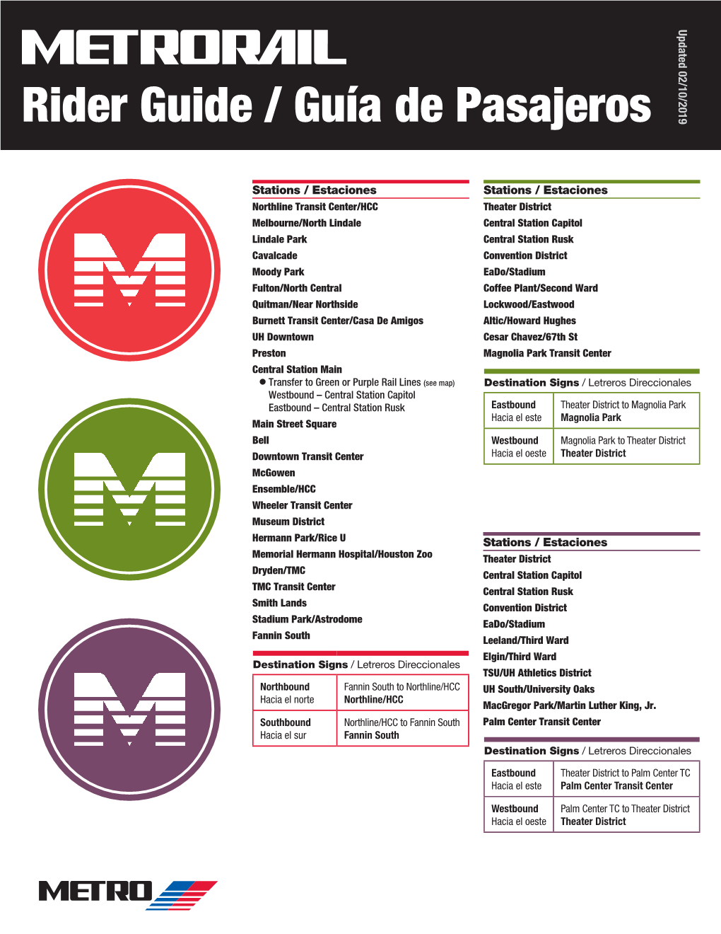 Rider Guide / Guía De Pasajeros