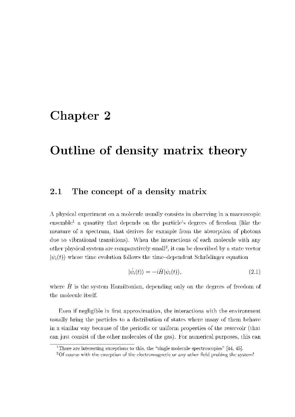 Chapter 2 Outline of Density Matrix Theory