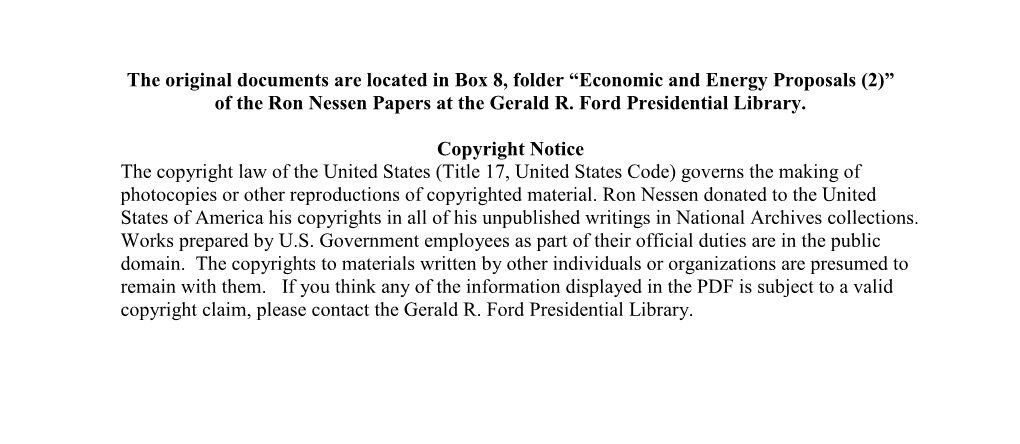 Economic and Energy Proposals (2)” of the Ron Nessen Papers at the Gerald R