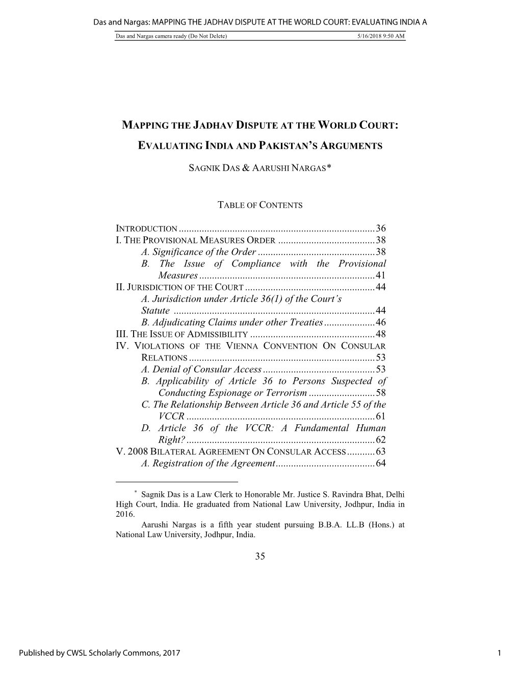 Mapping the Jadhav Dispute at the World Court: Evaluating India A