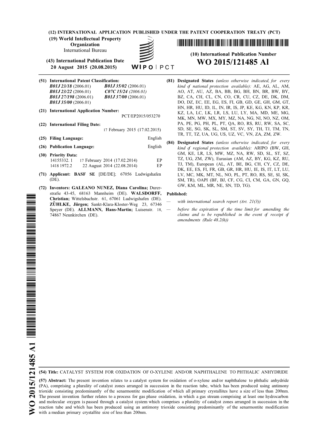 WO 2015/121485 Al 20 August 2015 (20.08.2015) P O P C T