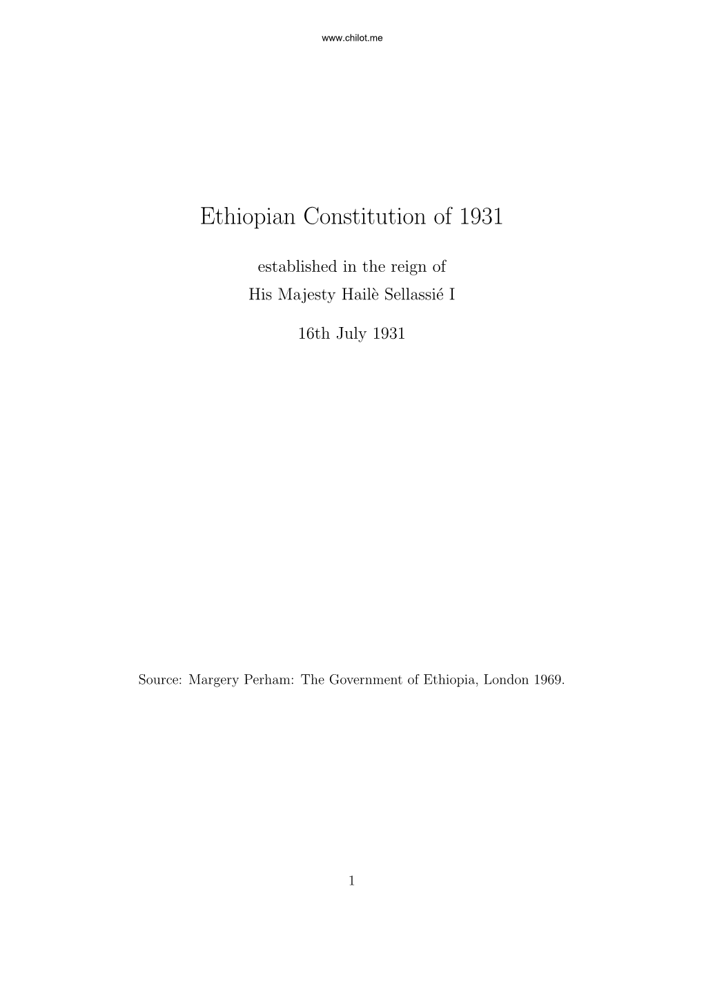 Ethiopian Constitution of 1931