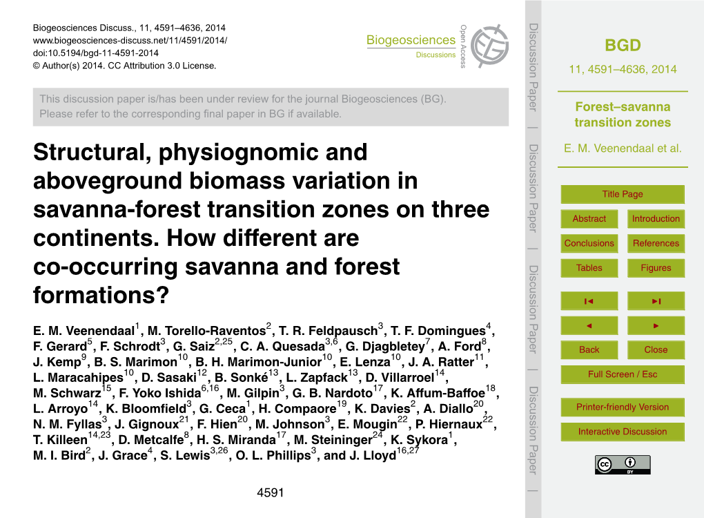 Forest--Savanna Transition Zones