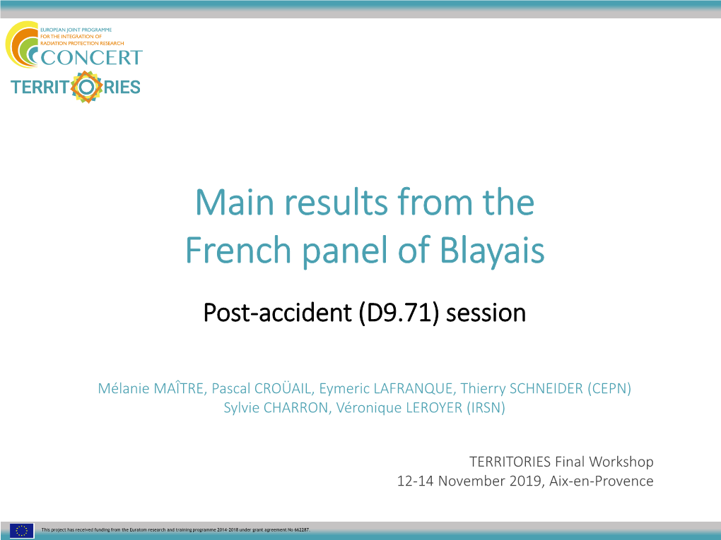 Session on Post-Accident