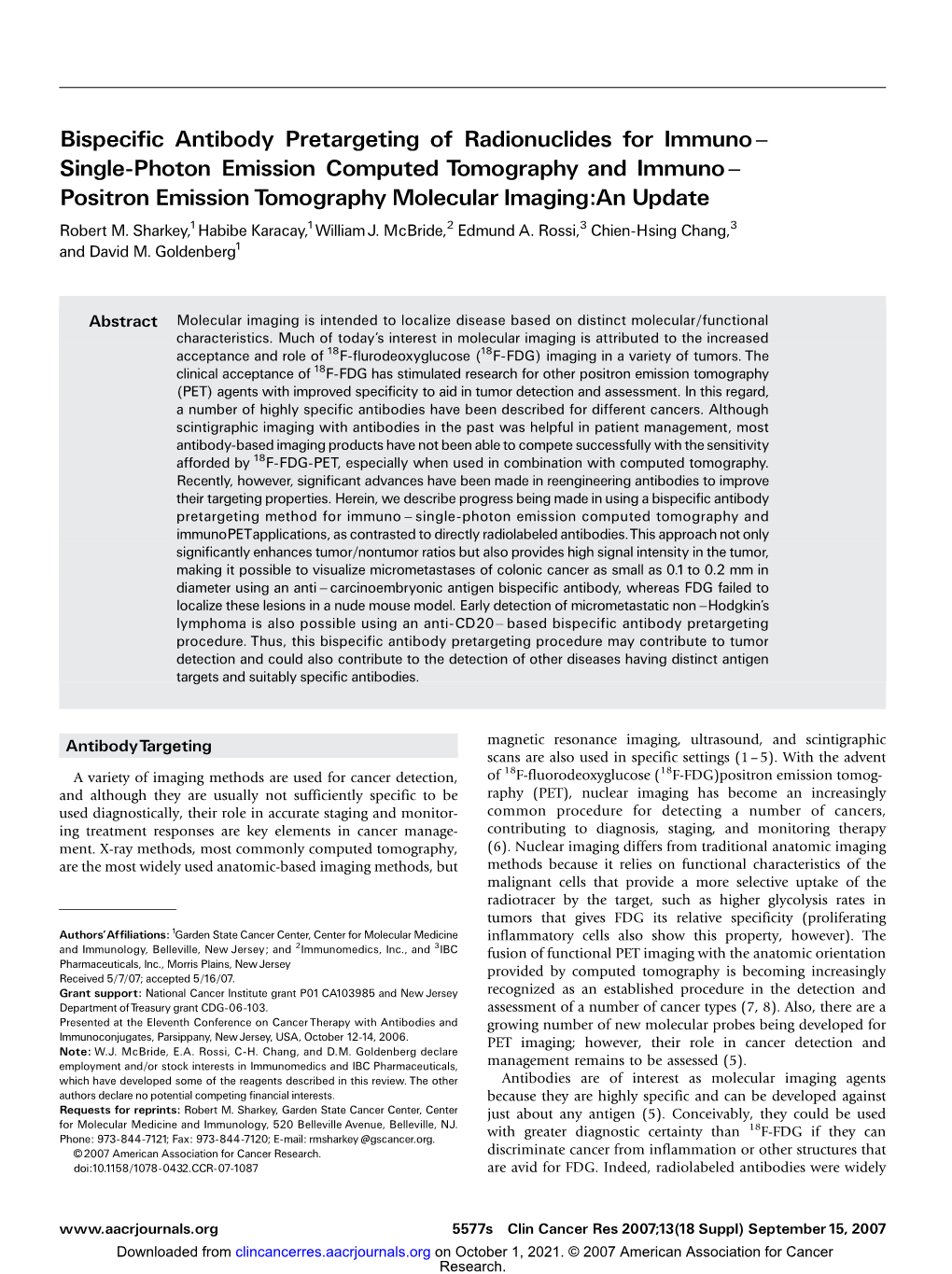 Bispecific Antibody Pretargeting of Radionuclides for Immuno^ Single