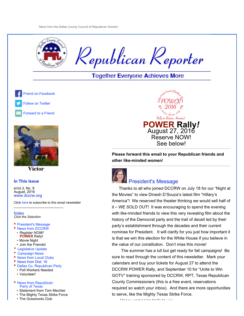 DCCRW's Republican Reporter, August, 2016