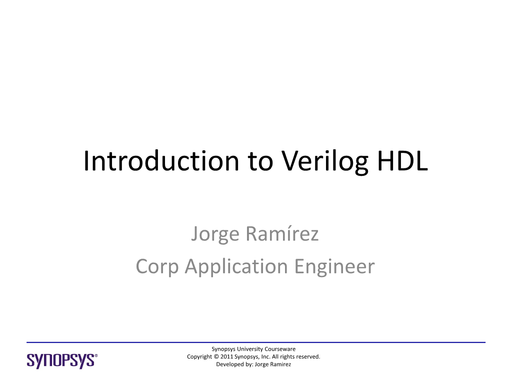 Introduction to Verilog HDL