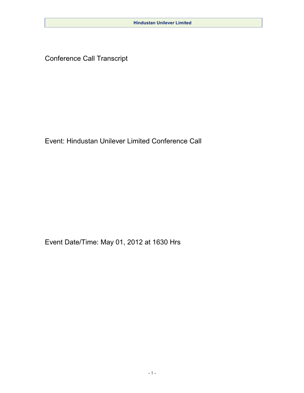 Transcript of Sonata Software Limited Conference Call