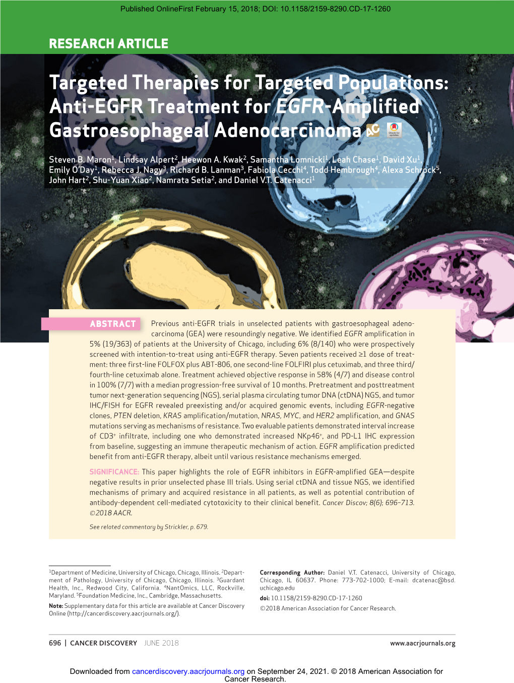 Anti-EGFR Treatment for EGFR-Amplified Gastroesophageal Adenocarcinoma