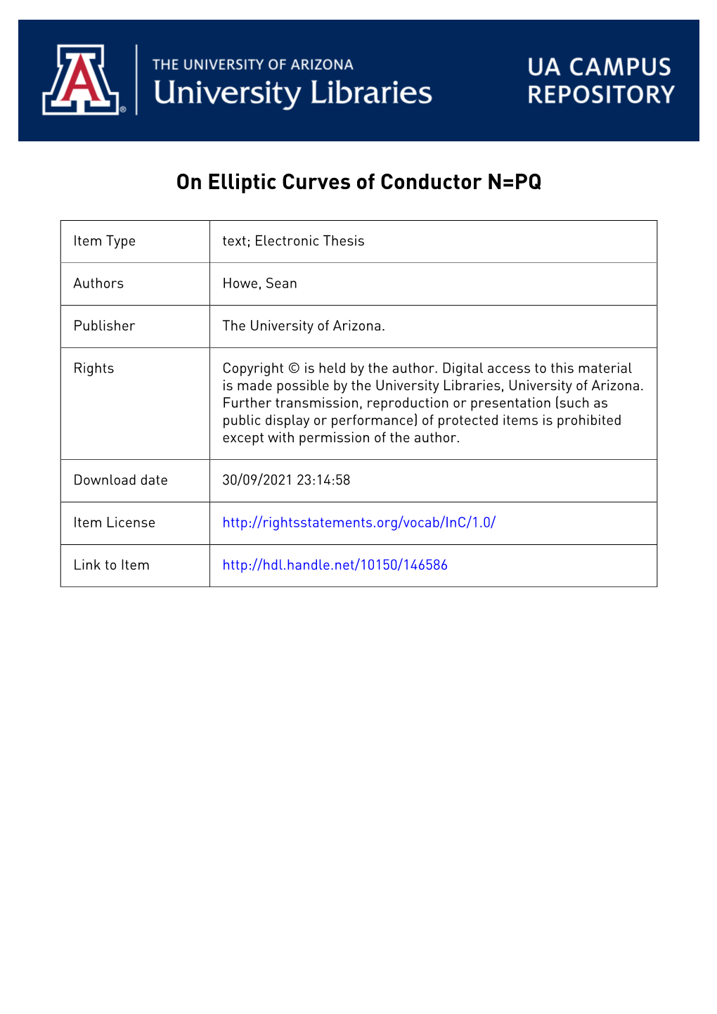 On Elliptic Curves of Conductor N=PQ