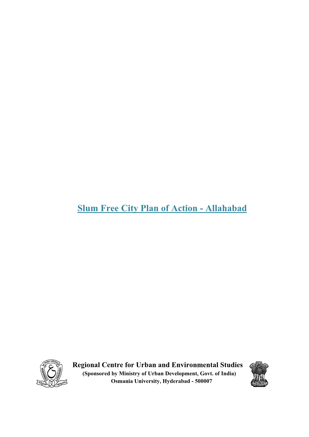 Slum Free City Plan of Action - Allahabad