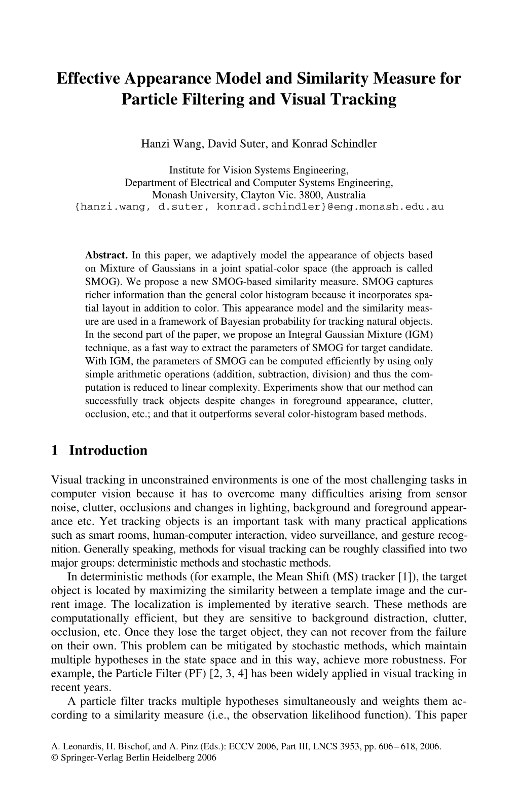 Effective Appearance Model and Similarity Measure for Particle Filtering and Visual Tracking