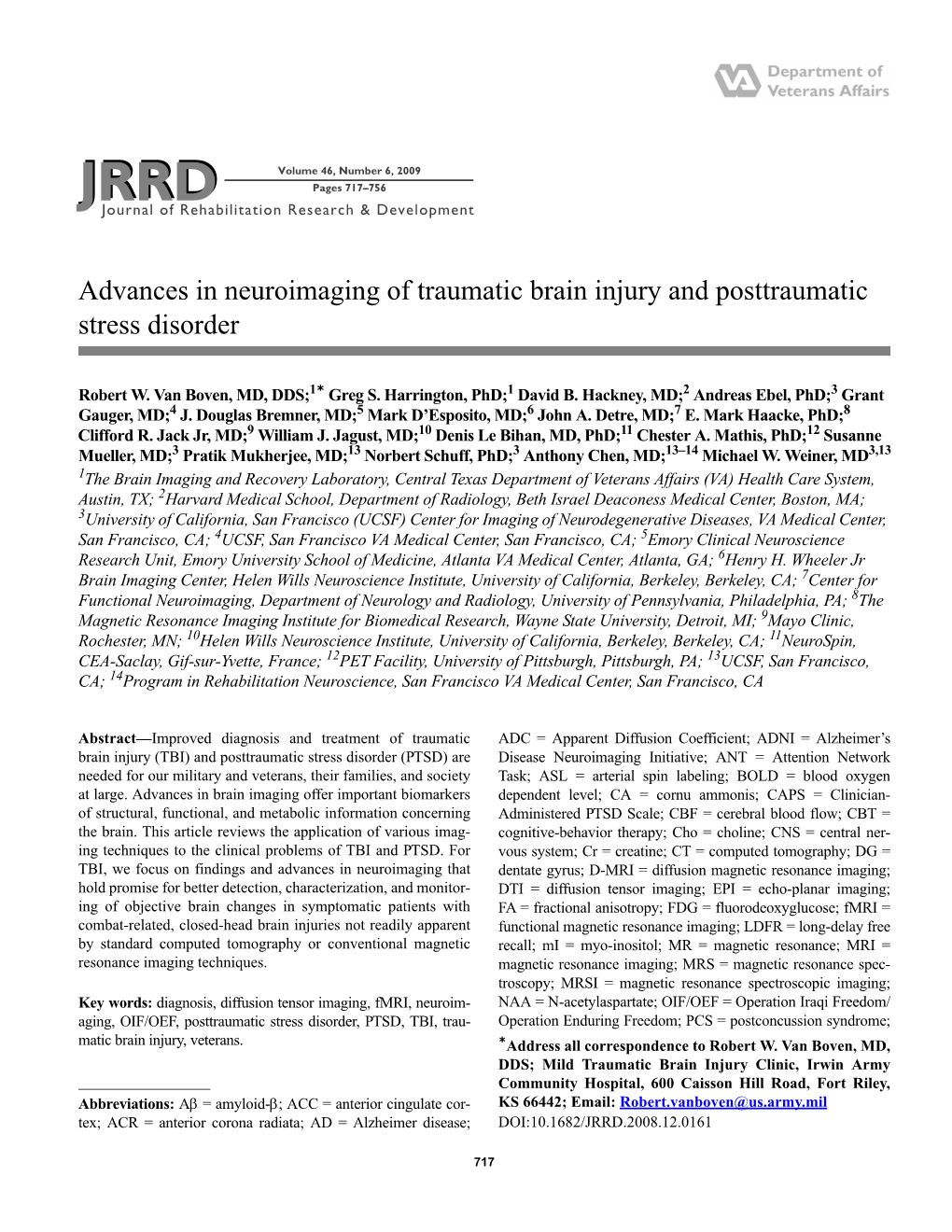 Advances in Neuroimaging of Traumatic Brain Injury and Posttraumatic Stress Disorder