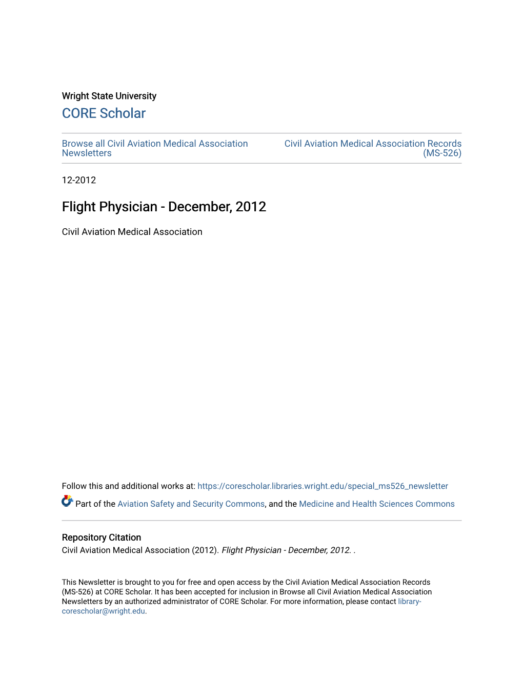 Flight Physician - December, 2012