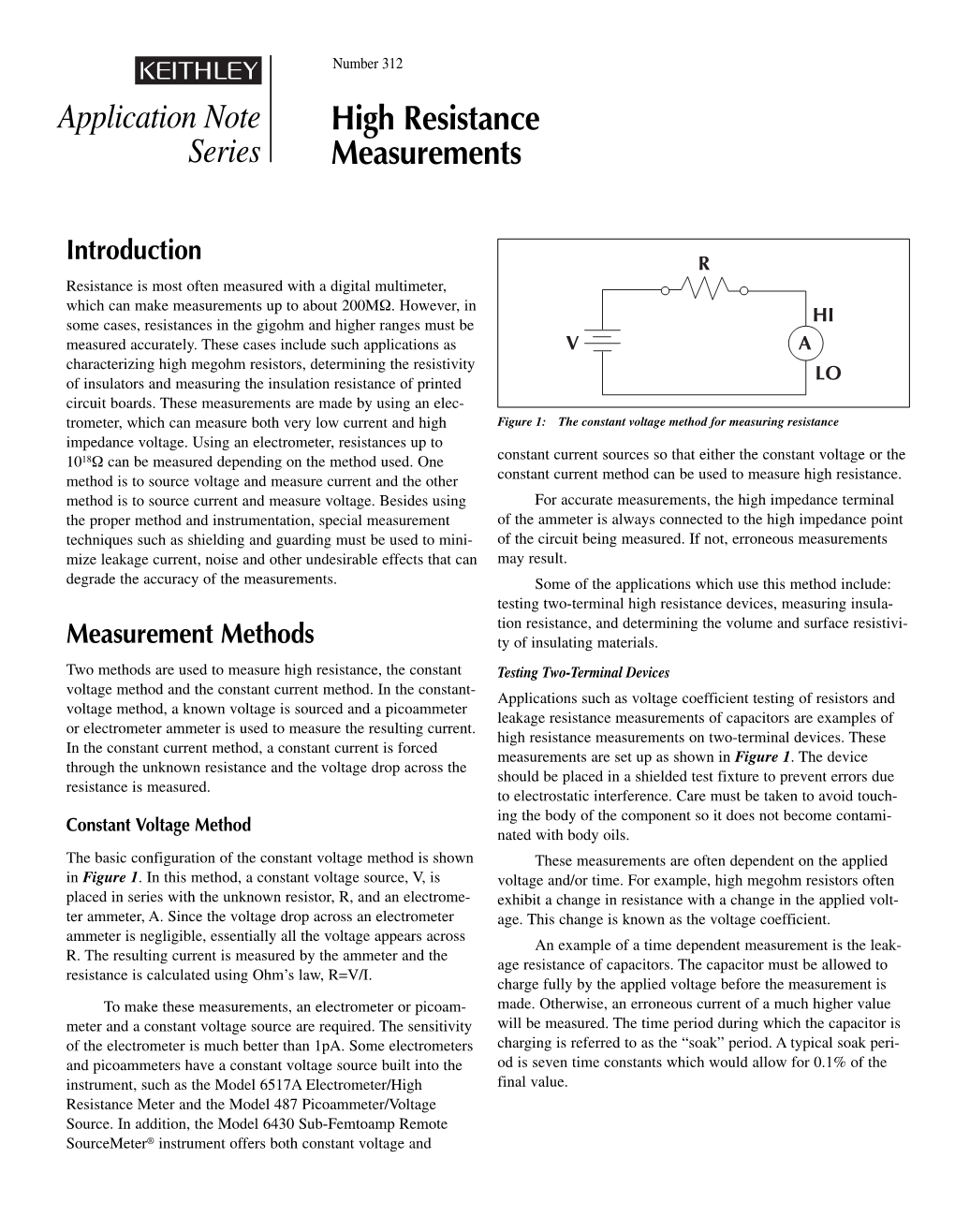 High Resistance Measurements Introduction