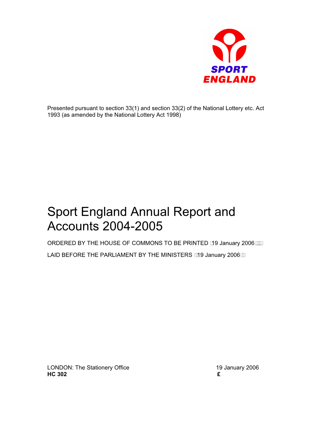 Sport England Annual Report 2004-2005