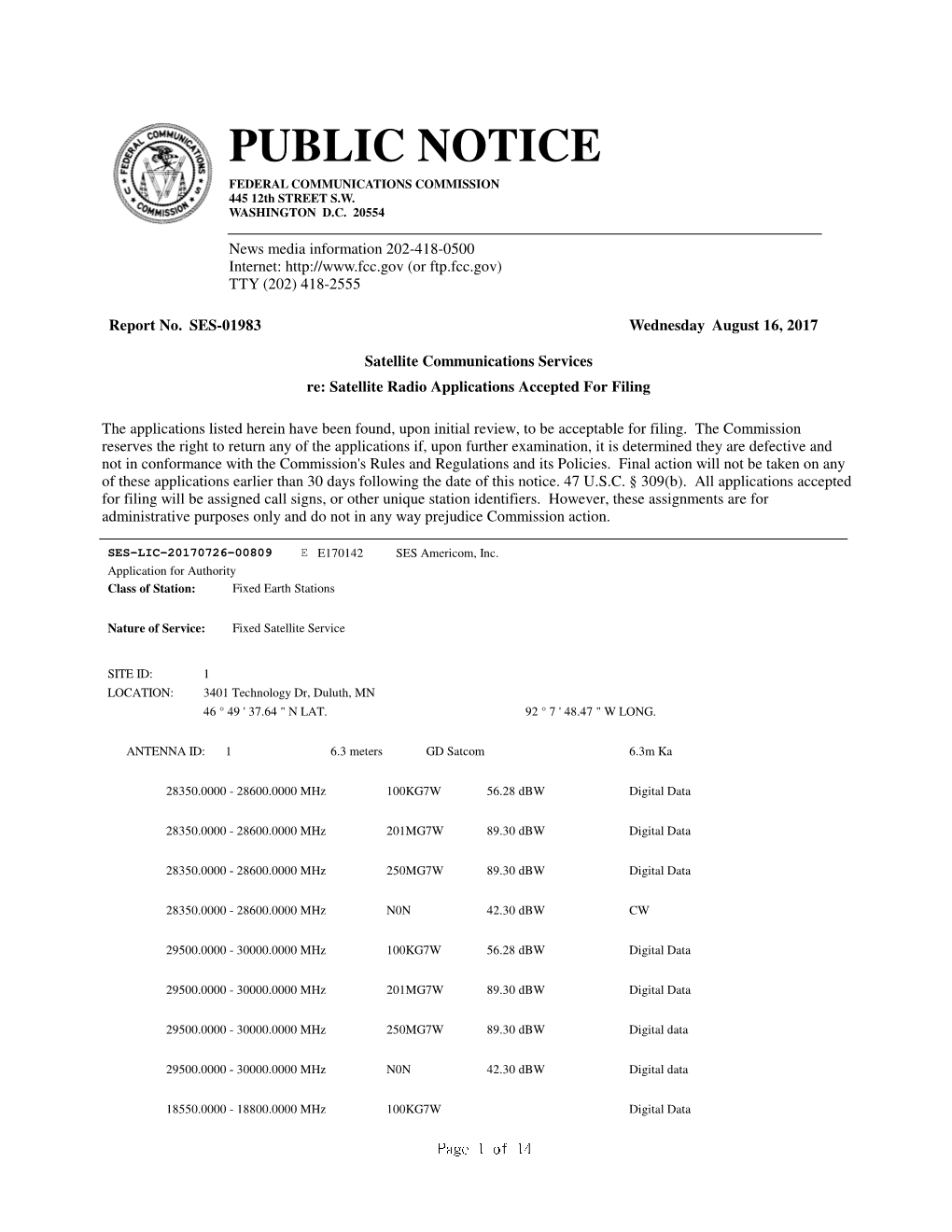 PUBLIC NOTICE FEDERAL COMMUNICATIONS COMMISSION 445 12Th STREET S.W