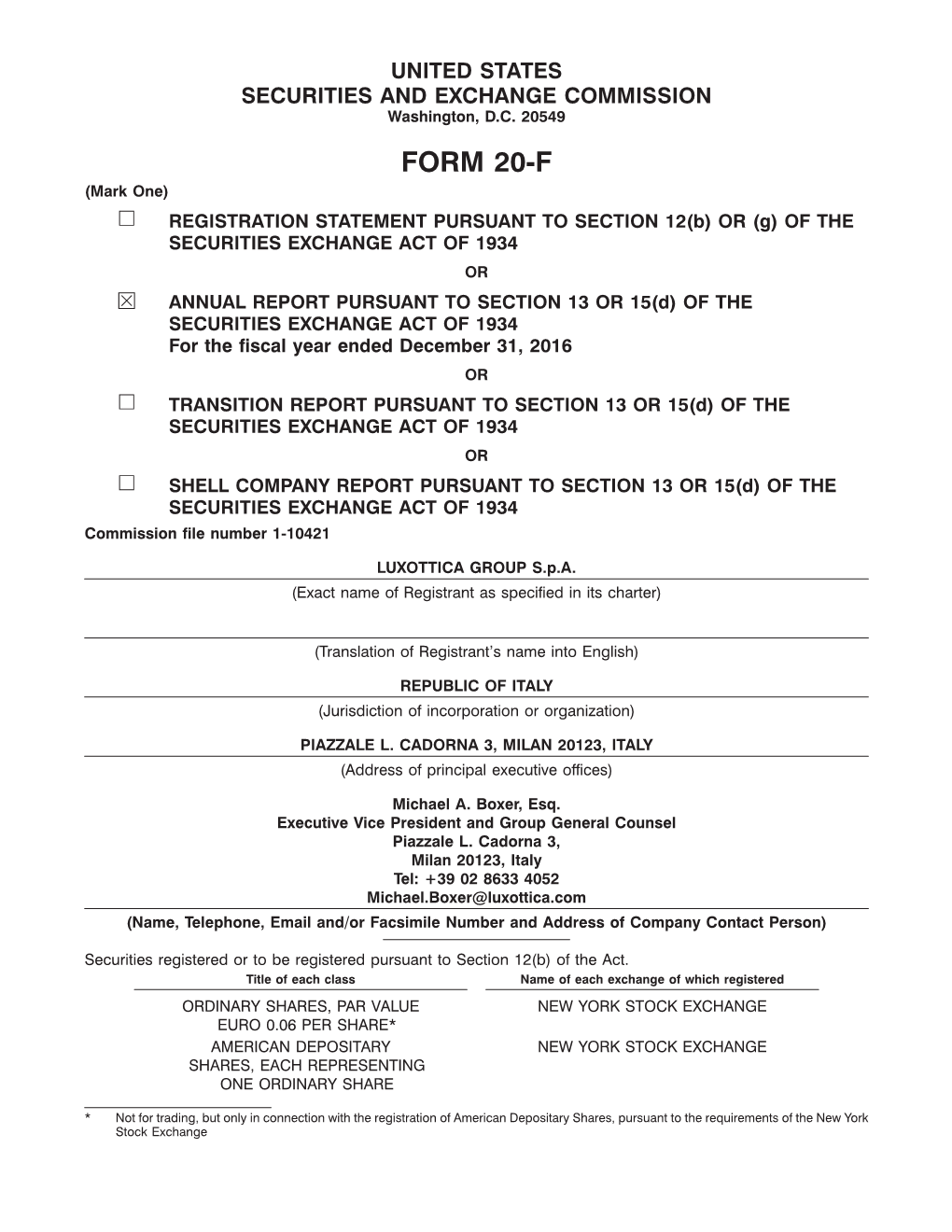 Form 20-F. in 2016