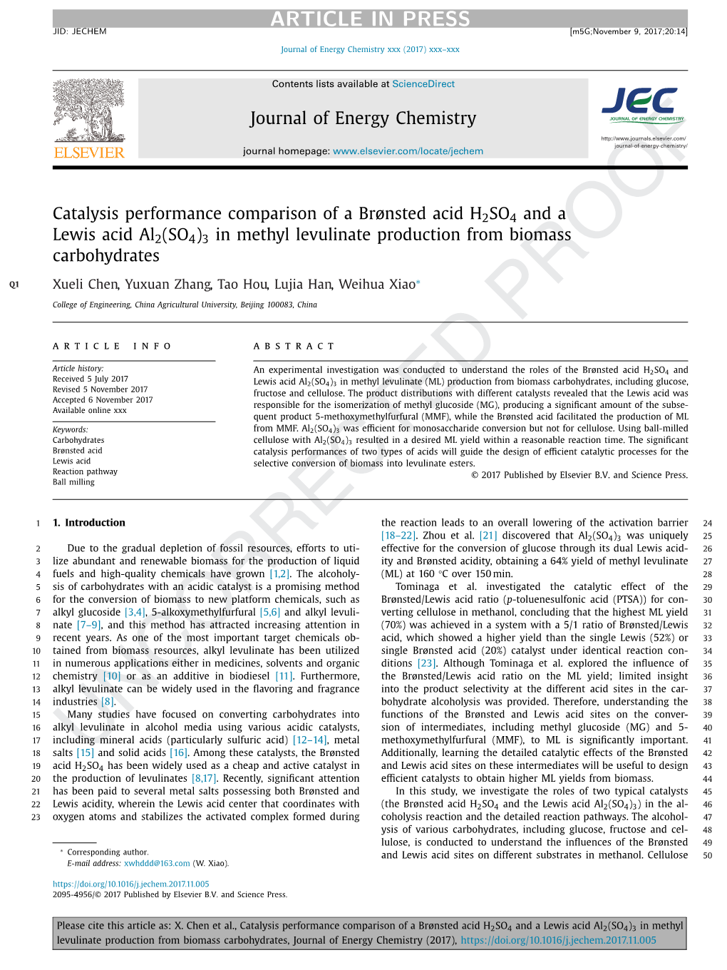 3 in Methyl Levulinate Production from Biomass Carbohydrates