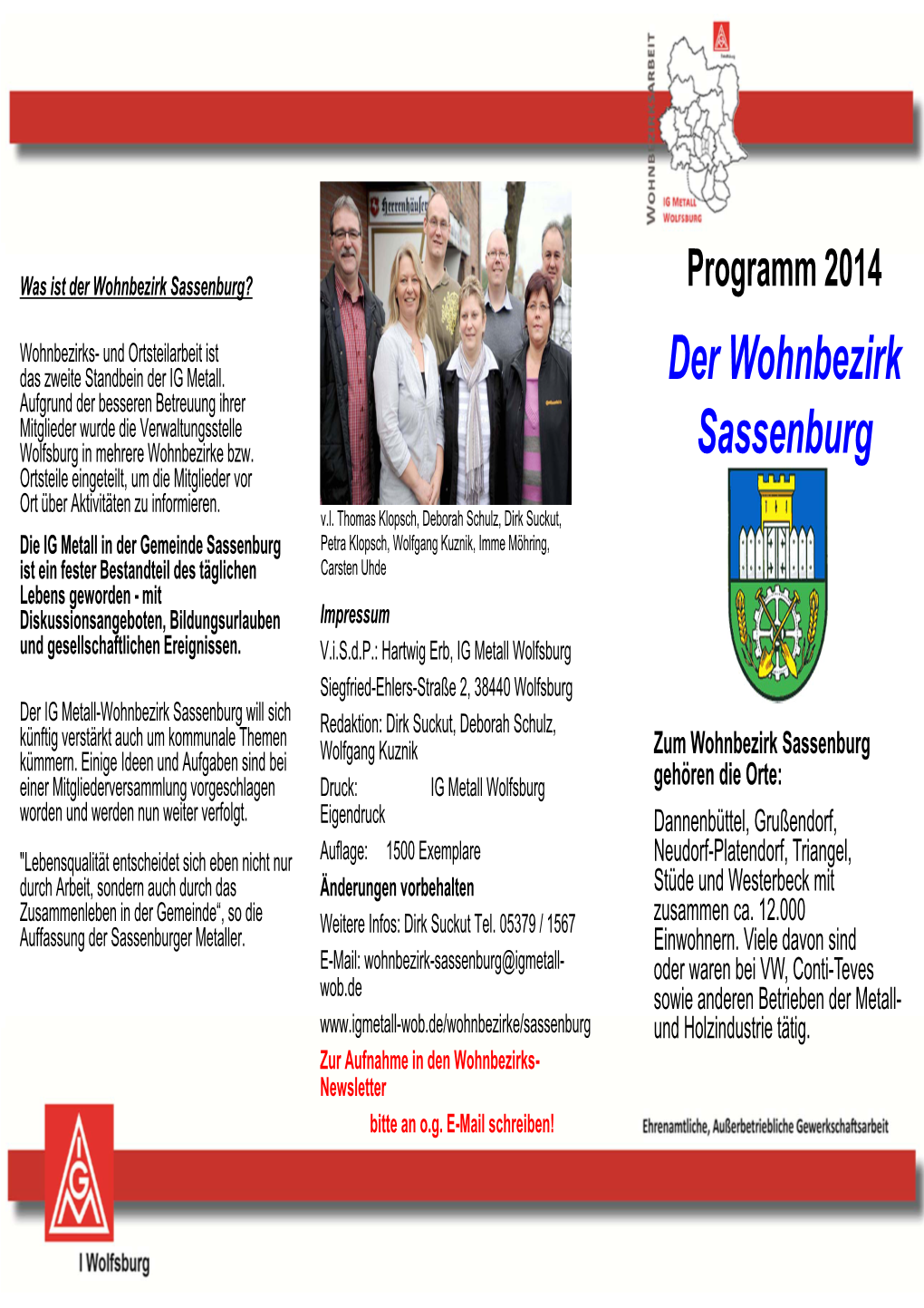 Der Wohnbezirk Sassenburg? Programm 2014