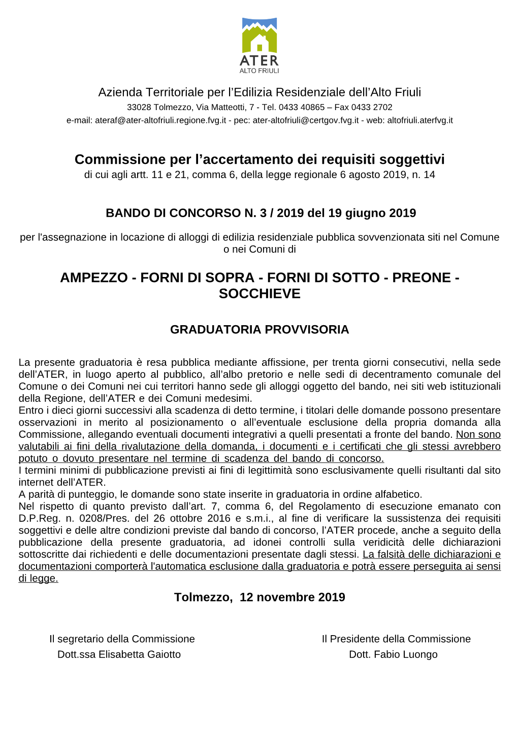 SOCCHIEVE Commissione Per L'accertamento Dei Requisiti Soggettivi