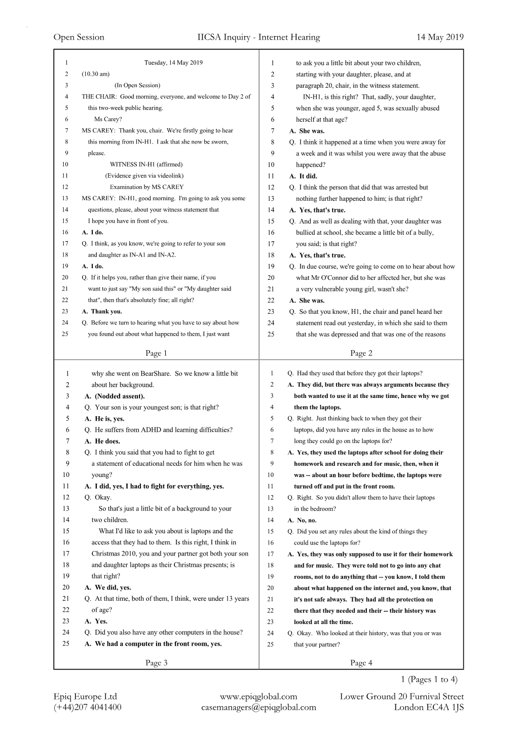 Open Session IICSA Inquiry - Internet Hearing 14 May 2019