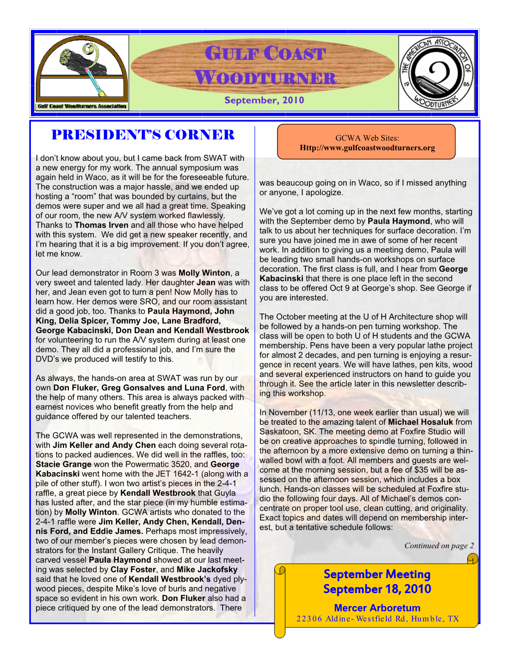 2010-09 September Newsletter