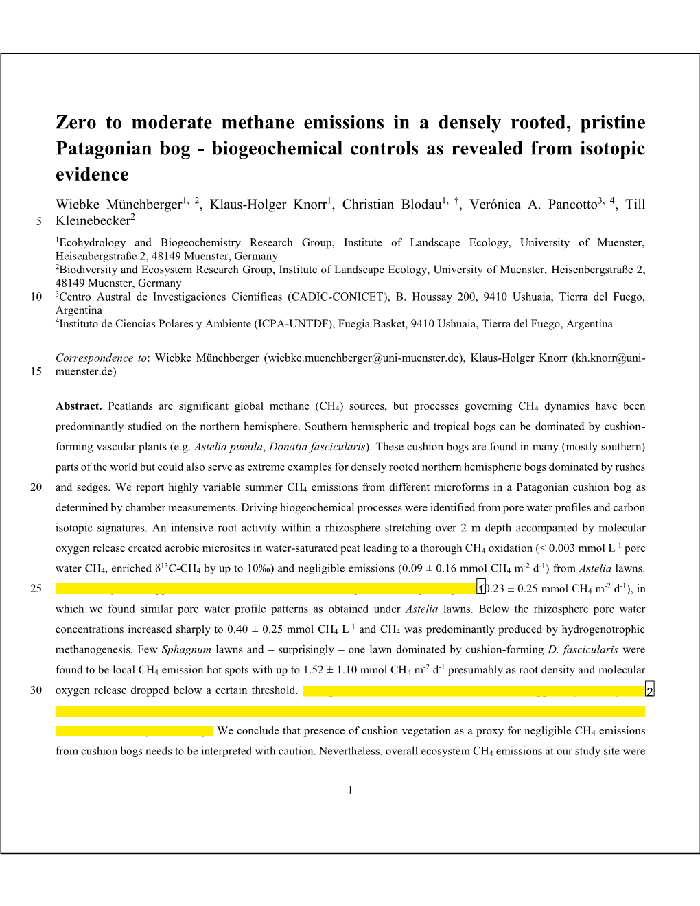 Zero to Moderate Methane Emissions in a Densely
