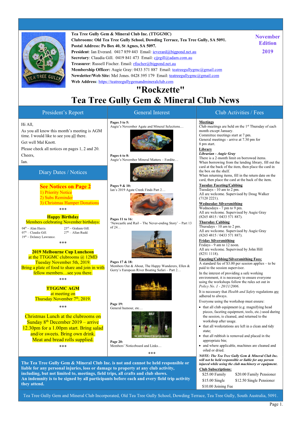 Tea Tree Gully Gem & Mineral Club News