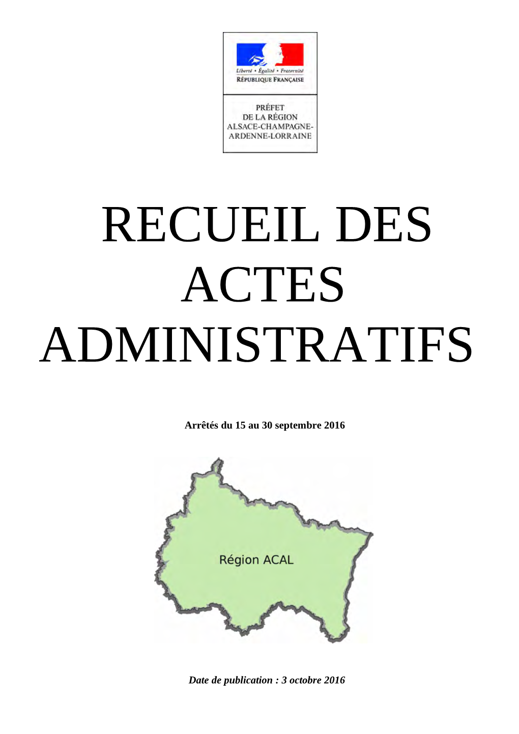 Recueil Des Actes Administratifs