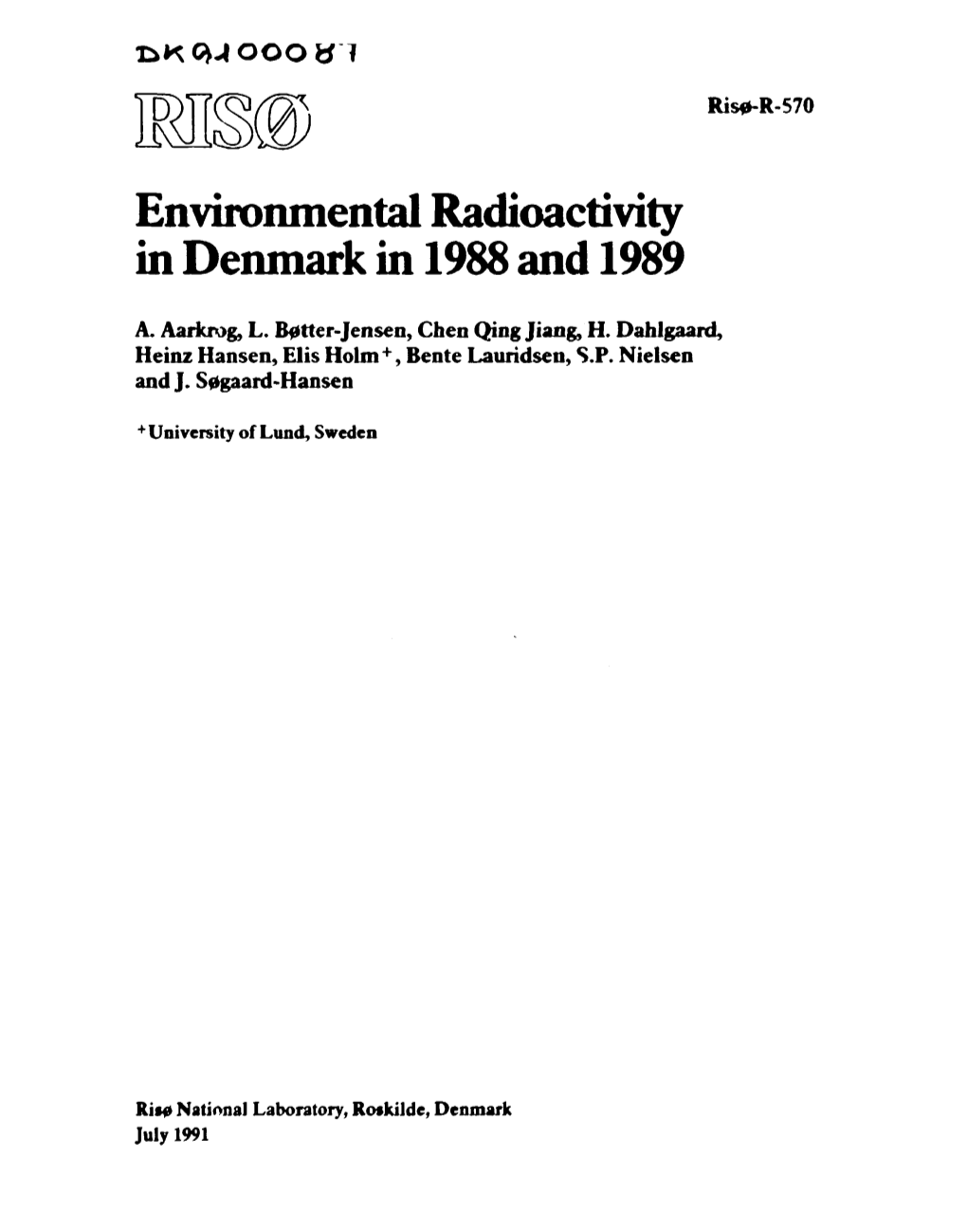 Environmental Radioactivity in Denmark in 1988 and 1989