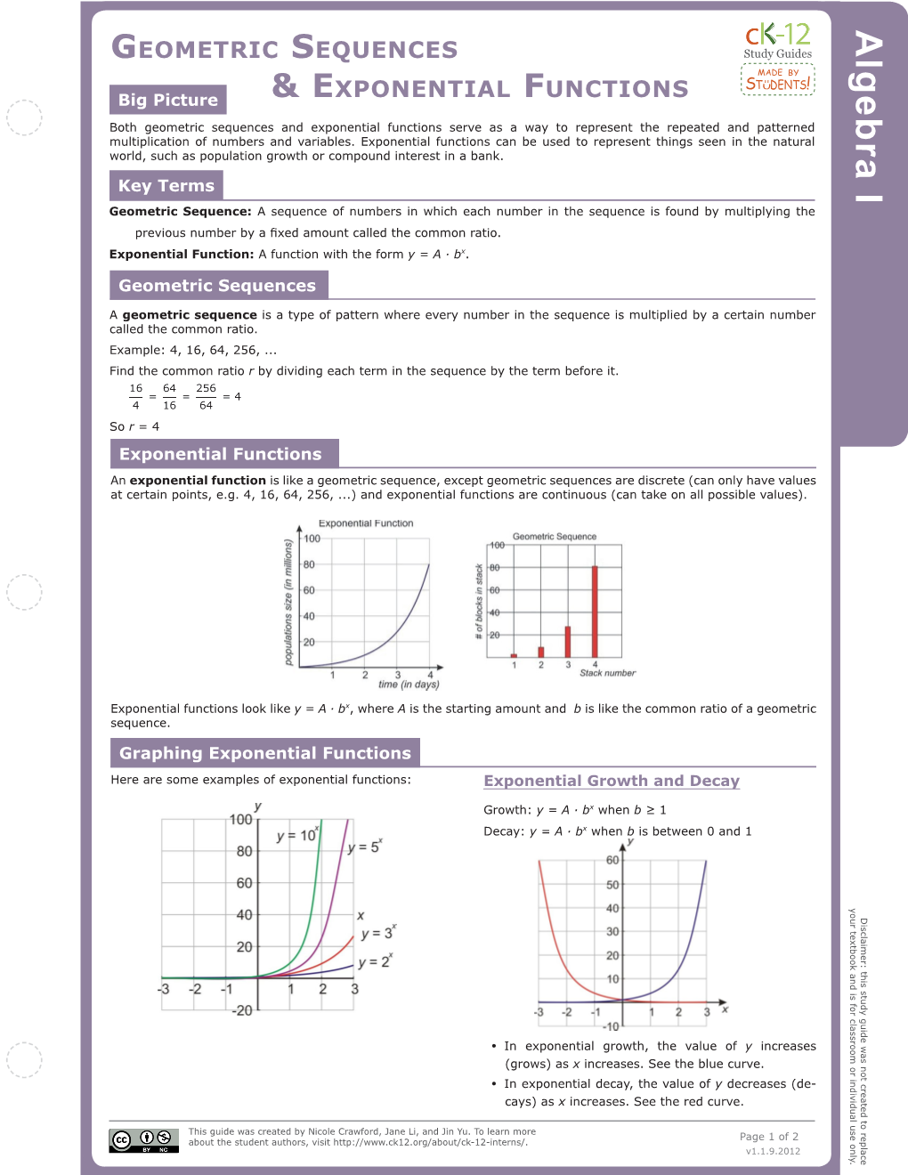 Geometric Sequences & Exponential Functions