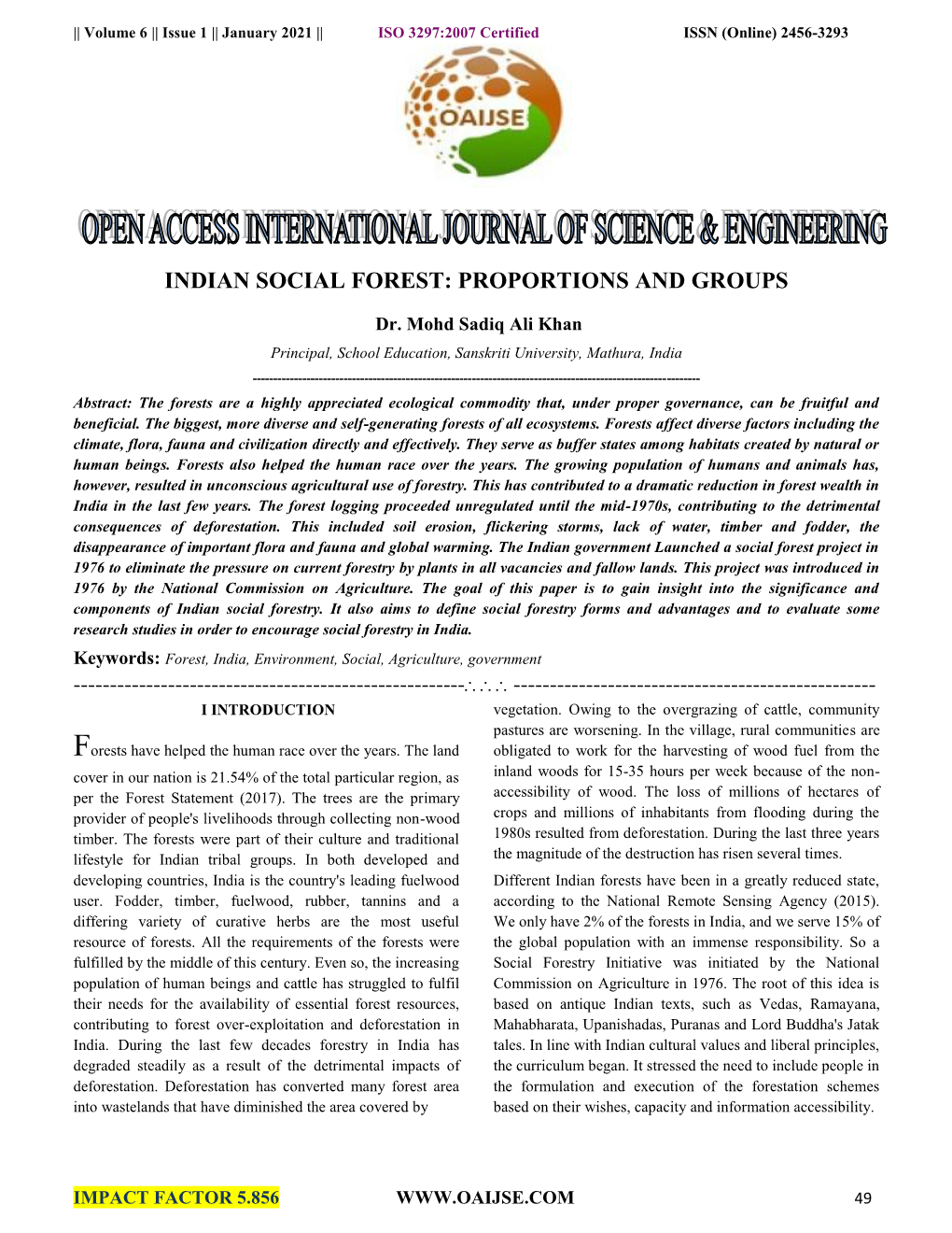 Indian Social Forest: Proportions and Groups