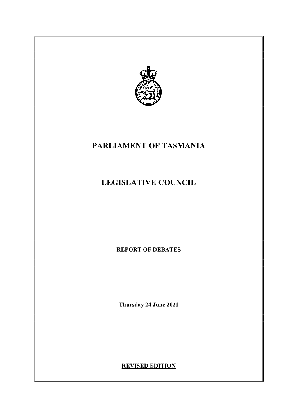 Legislative Council Thursday 24 June 2021