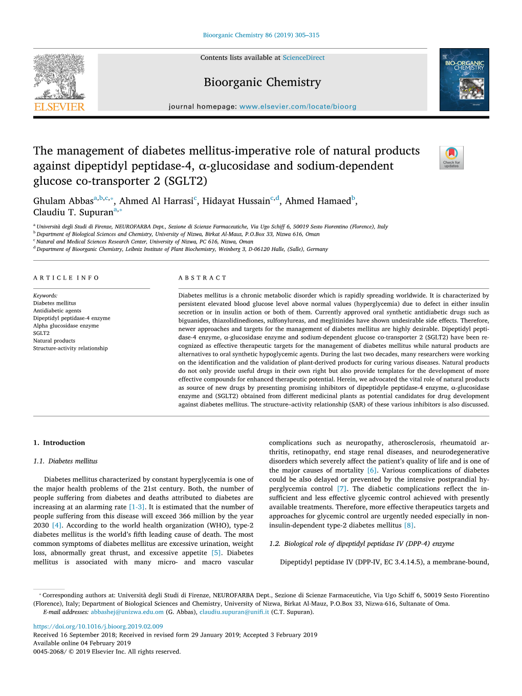 The Management of Diabetes Mellitus-Imperative Role of Natural