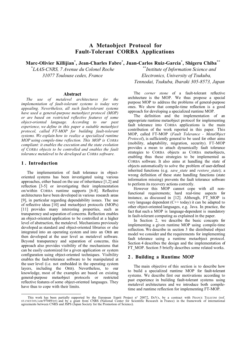 A Metaobject Protocol for Fault-Tolerant CORBA Applications