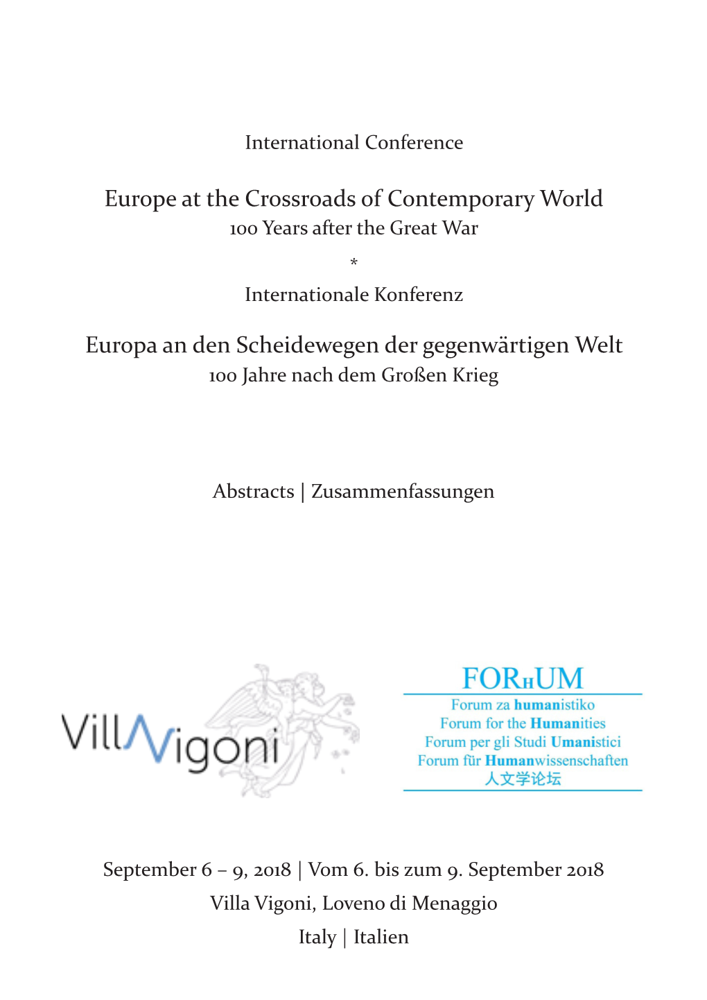 Europe at the Crossroads of Contemporary World Europa An