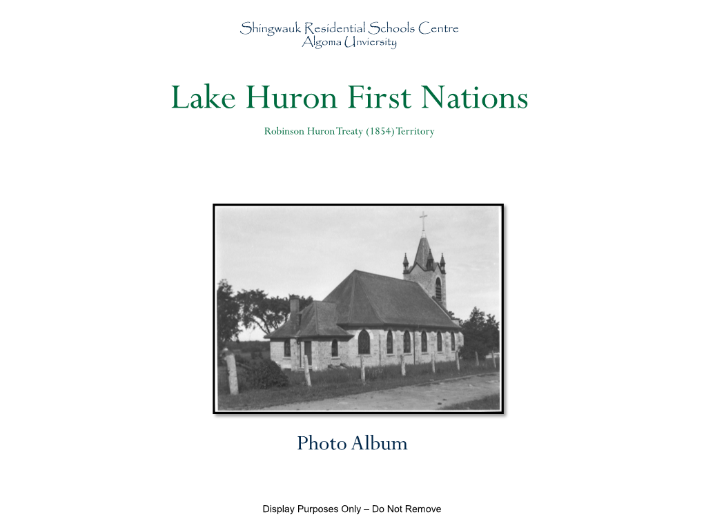 Lake Huron First Nations Robinson Huron Treaty (1854) Territory