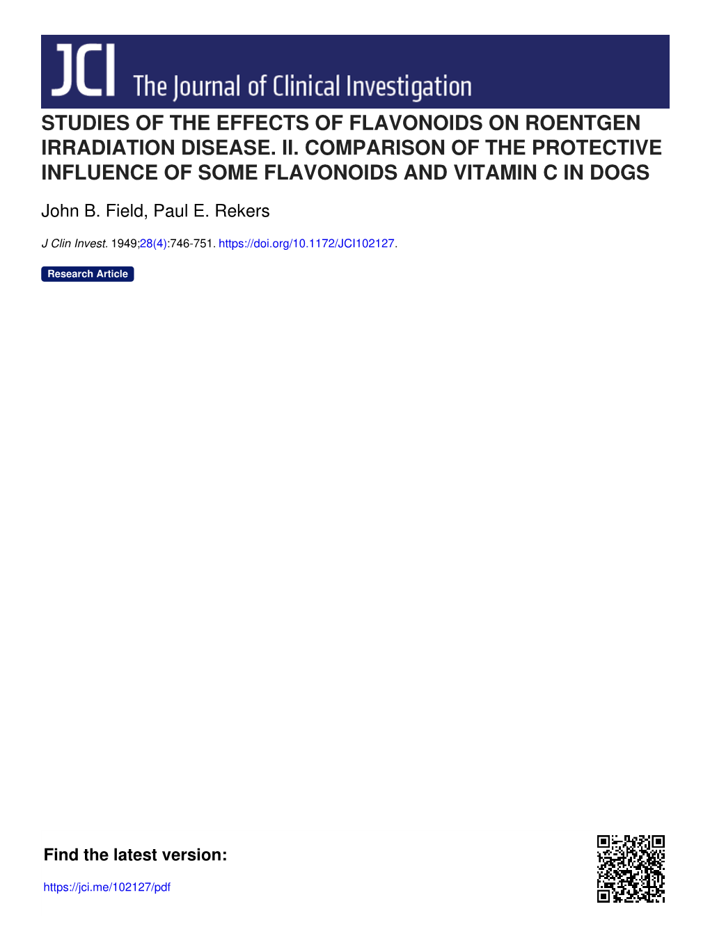 Studies of the Effects of Flavonoids on Roentgen Irradiation Disease