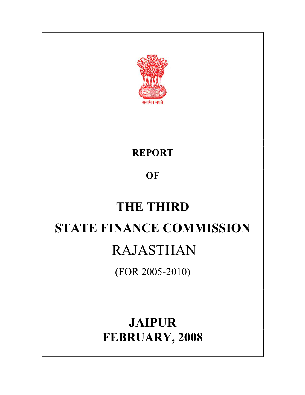 Report of the Third State Finance Commission Rajasthan(For 2005