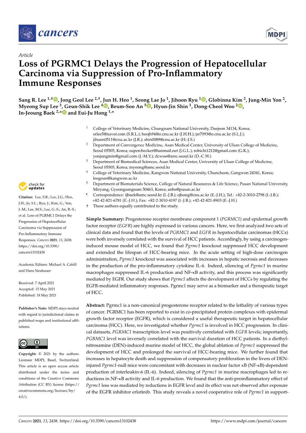 Loss of PGRMC1 Delays the Progression of Hepatocellular Carcinoma Via Suppression of Pro-Inﬂammatory Immune Responses