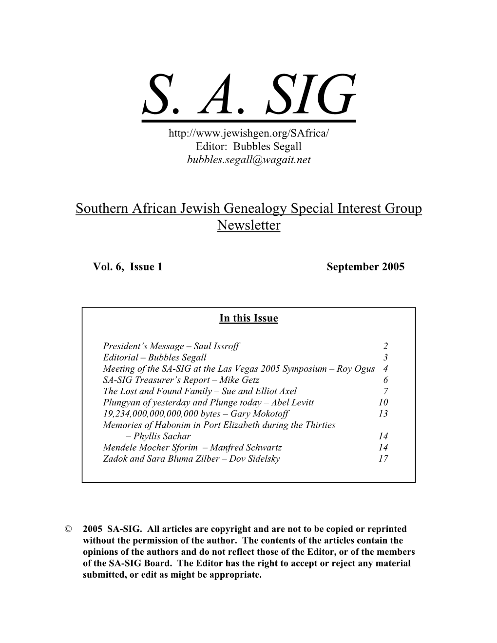 SA-SIG-Newsletter June 2005