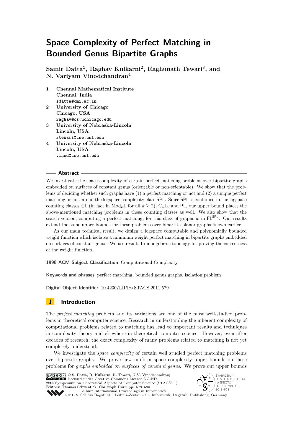 Space Complexity of Perfect Matching in Bounded Genus Bipartite Graphs