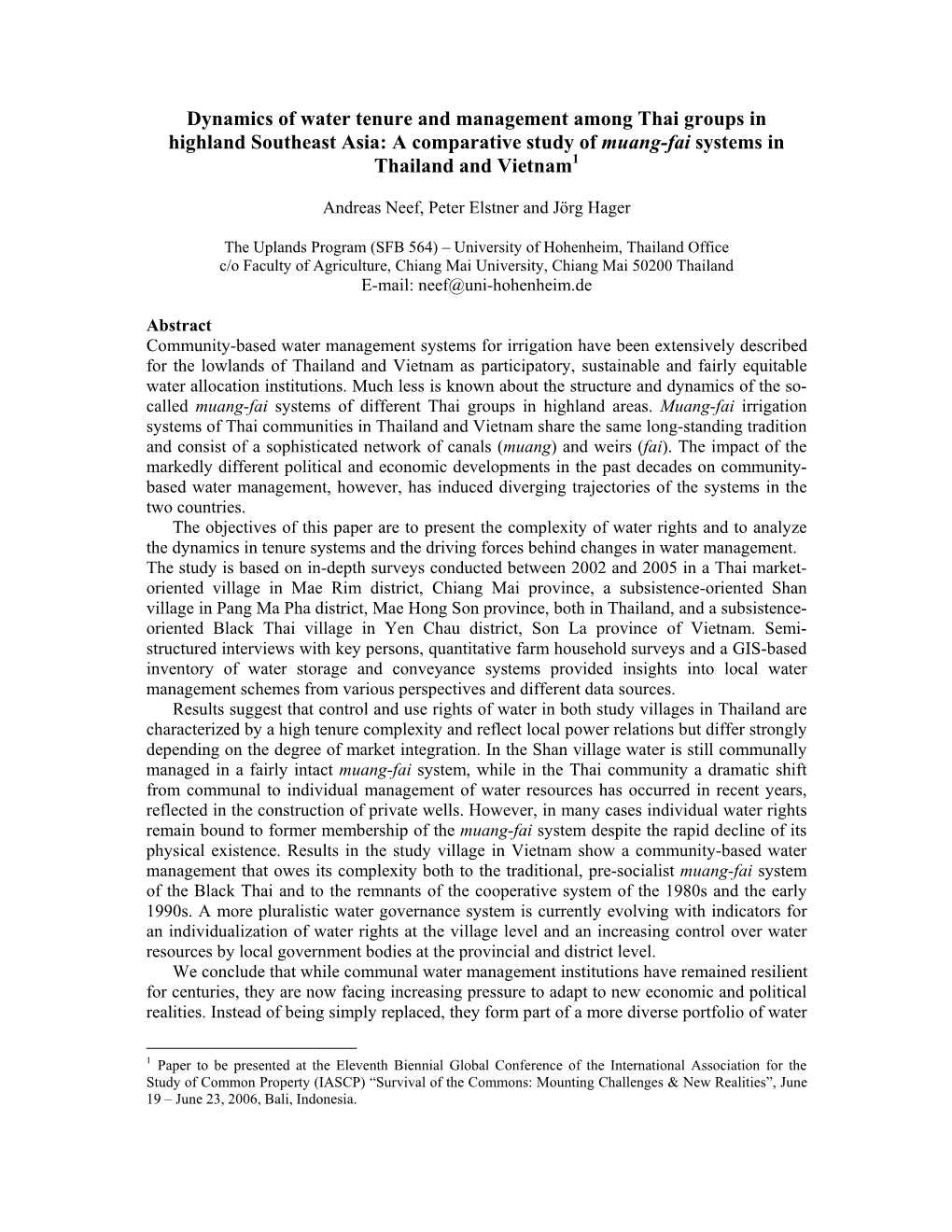 A Comparative Study of Muang-Fai Systems in Thailand and Vietnam1