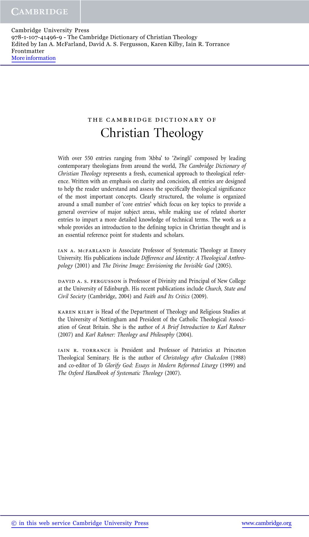 Christian Theology Edited by Ian A