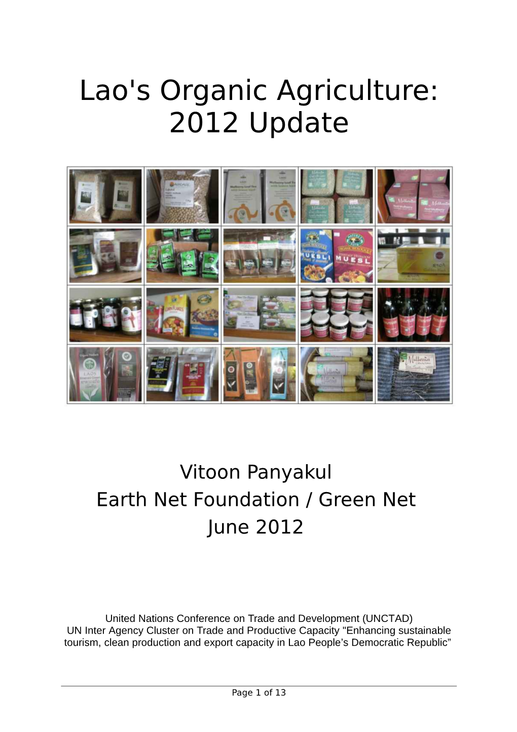 Lao's Organic Agriculture: 2012 Update