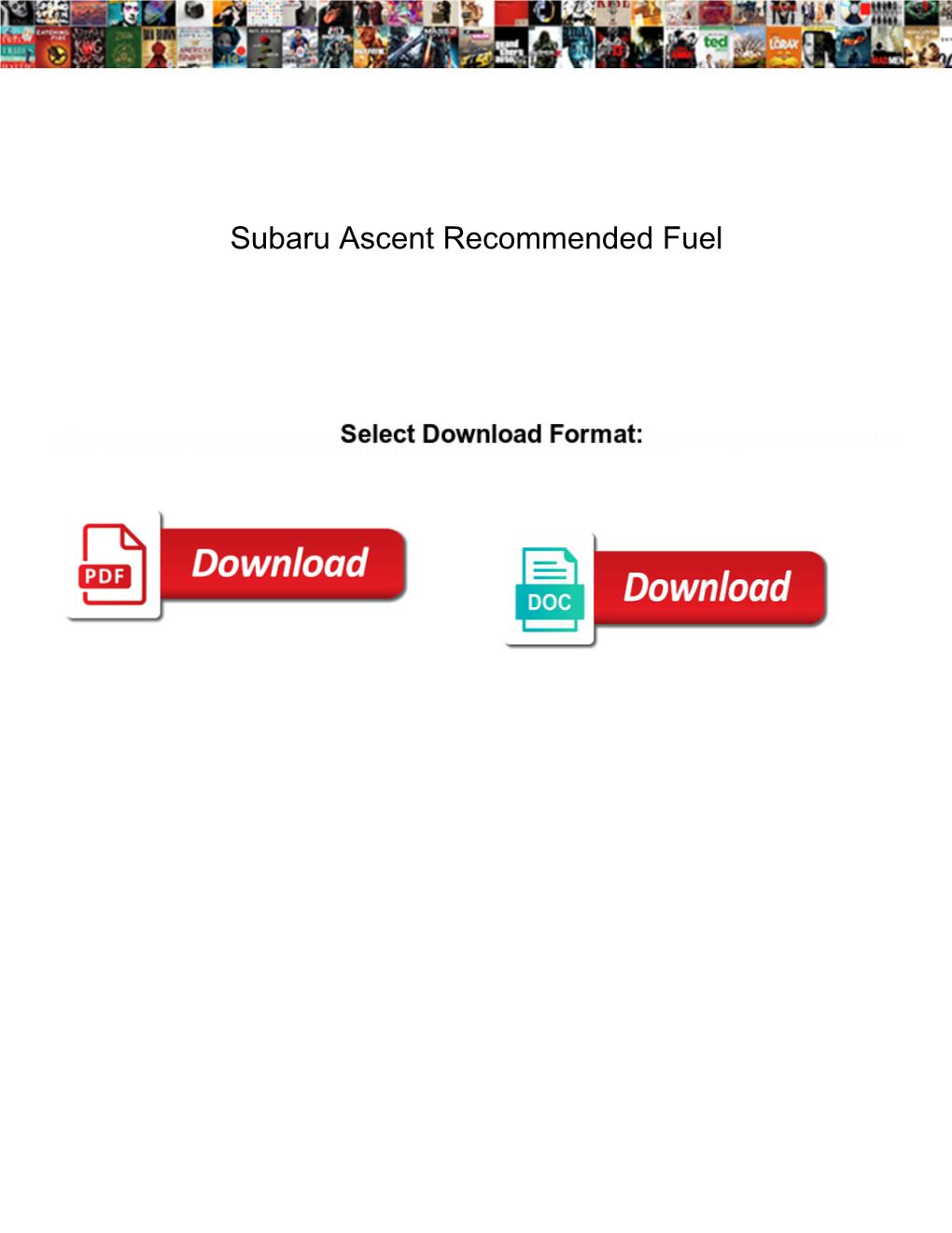 Subaru Ascent Recommended Fuel