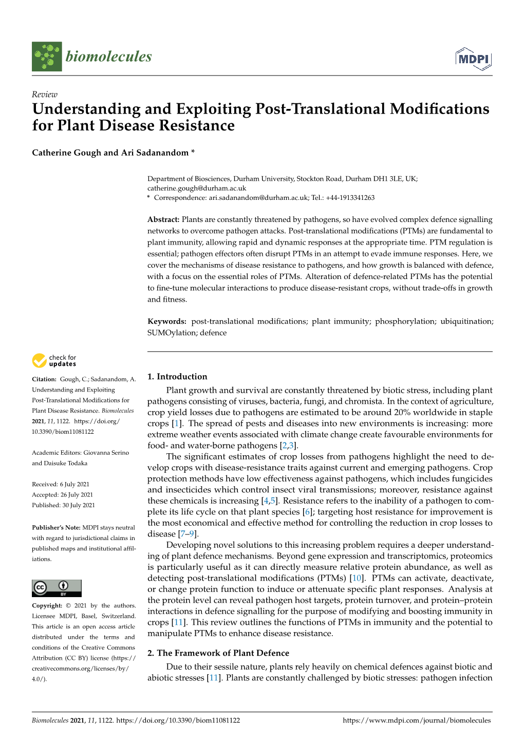 Understanding and Exploiting Post-Translational Modifications for Plant Disease Resistance